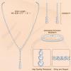Jstyle Silver Bridal Jewelry Set for Women Rhinestone Necklace Dangle Earrings Bracelet Set Wedding Jewelry Sets for Brides Bridesmaid Crystal Prom Costume Jewelry Accessories for Women(Elegant Style)