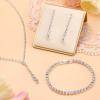 Jstyle Silver Bridal Jewelry Set for Women Rhinestone Necklace Dangle Earrings Bracelet Set Wedding Jewelry Sets for Brides Bridesmaid Crystal Prom Costume Jewelry Accessories for Women(Elegant Style)