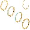 Jstyle 14G Belly Button Ring 316L Surgical Steel Belly Rings Hoop for Women Clear CZ Opal Clicker Hoop Belly Button Rings Gold Silver Small Navel Belly Body Piercing Jewelry 8mm 10mm 12mm(Gold Tone)