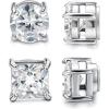 Jstyle 2 Pairs Stainless Steel Magnetic Stud Earrings for Men Women Non-piercing CZ Hypoallergenic 5-8MM(7mm)
