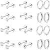 Jstyle Hypoallergenic 14K Gold Plated Flat Back Earrings for Women Men Surgical Stainless Steel Earrings for Sensitive Ears Small Stud Hoop Cartilage Earring Stack Set for Multiple Piercing Jewelry(Silver Plated – CZ)