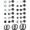 Jstyle Hypoallergenic Flat Back Stud Earrings for Women Men Surgical Stainless Steel Earrings for Sensitive Ears Small Stud Hoop Silver Gold Black Earrings Cartilage Earring Set for Multiple Piercing(Black)