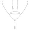 Jstyle Silver Bridal Jewelry Set for Women Rhinestone Necklace Dangle Earrings Bracelet Set Wedding Jewelry Sets for Brides Bridesmaid Crystal Prom Costume Jewelry Accessories for Women(Elegant Style)