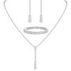Jstyle Silver Bridal Wedding Jewelry Set Crystal Necklace Bracelet Dangle Earrings Set for Bride Bridesmaid Rhinestone Necklace Prom Costume Jewelry Set Accessories for Women(Elegant Style)