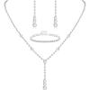 Jstyle Silver Plated Jewelry Set for Women Rhinestone Crystal Necklace Drop Earrings Link Bangle Bracelet Bridal Wedding Jewelry Sets for Brides Bridemaid Prom Costume Accessories(Silver Plated 4)