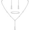 Jstyle Silver Plated Jewelry Set for Women Rhinestone Crystal Necklace Drop Earrings Link Bangle Bracelet Bridal Wedding Jewelry Sets for Brides Bridemaid Prom Costume Accessories(Silver Plated)
