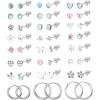 Jstyle 24 Pairs Hypoallergenic Screw Back Earrings for Girls Women Surgical Steel Tiny Heart Flower Flat Back Stud Earrings Cute Hoop Earrings Jewelry Set(Screw Back Earrings)