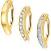 Jstyle 3Pcs 14G Clicker Belly Button Ring for Women – Gold 316L Surgical Steel, Cute CZ Opal Small Hoop, Simple Reverse Navel Piercing Jewelry(Gold)