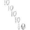 Jstyle Small Hoop Earrings for Women Trendy 14K Gold Plated Huggie Earrings Hypoallergenic Cartilage Earring Stack Huggie Hoops Earring Sets for Multiple Piercing(Silver-5 Pairs)