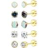 Jstyle Surgical Steel Earrings for Women Men Hypoallergenic Stud Earrings for Sensitive Ears Flat Back Earrings Stud 20G Stainless Steel Cartilage Earring Opal CZ Small Flatback Stud Earrings Women(Gold)