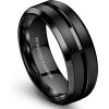 Jstyle Tungsten Wedding Rings for Men Black/Silver/Gold Mens Wedding Band 8MM Mens Engagement Rings Groove Beveled Edges High Polish/Matte Finish Men’s Promise Ring Comfort Fit Size 7-14(Black Tone)