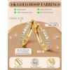 Jstyle 14K Gold Hoop Earrings for Women, Hypoallergenic 14K Gold Post Earrings, Lightweight Small Hoop Earring for Women With Sparkly Moissanite, Nickel Free Huggie Hoops Earring 10/12/14mm(12MM)