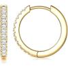 Jstyle 14K Gold Hoop Earrings for Women, Hypoallergenic 14K Gold Post Earrings, Lightweight Small Hoop Earring for Women With Sparkly Moissanite, Nickel Free Huggie Hoops Earring 10/12/14mm(12MM)